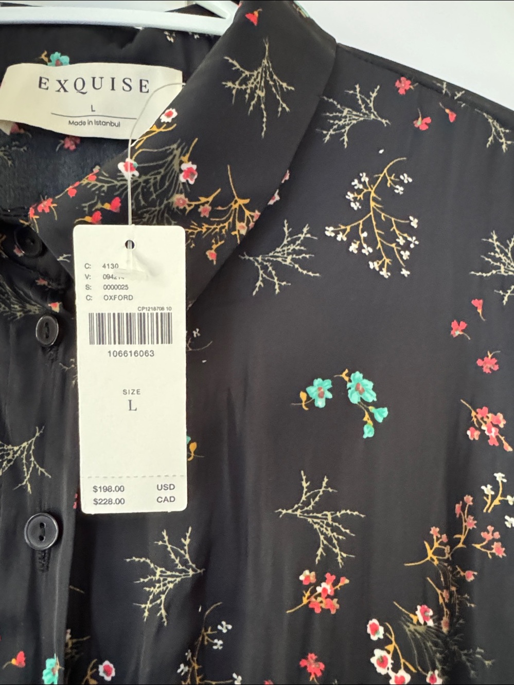 NWT Size L -The Tobie Long-Sleeve Satin Mini Shirt Dress by Exquise (US$198) - Picture 8 of 16